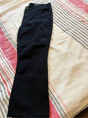 J Jill Denim Black kick flare ankle jeans raw hem size 14
